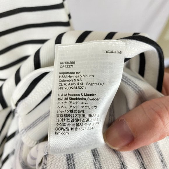 H&M White and Black Striped Skater A-Line Sleeveless Short Dress - Picture 8 of 9